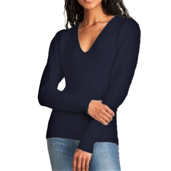 Anthropologie Sweaters - NWT RD Syle V-Neck Ribbed Sweater Navy